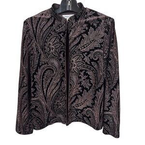 Coldwater Creek Women’s blazer size 6 jacket top velour‎ brown metallic